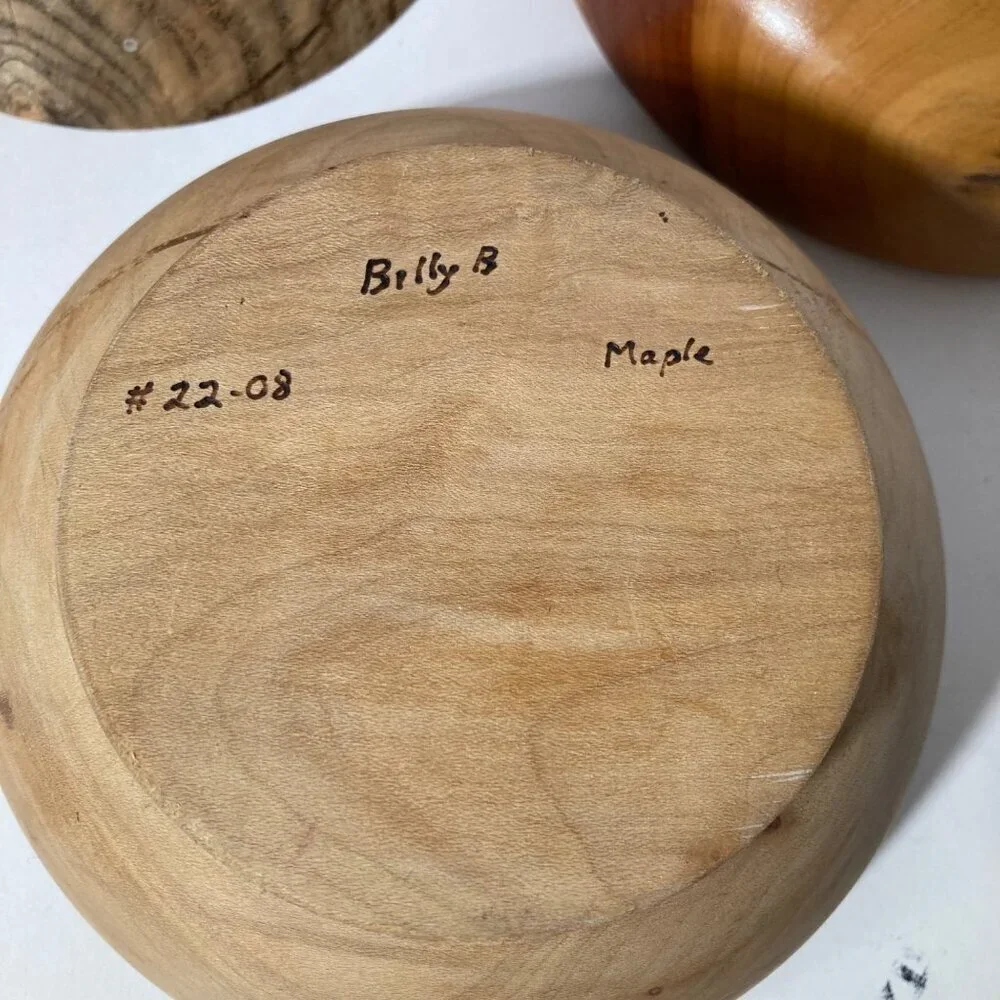 3 Handmade Wood Bowls Spalted Sugarberry Cedar Maple 5 -‎ 6